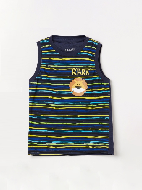 

Juniors by Lifestyle Boys Navy Blue Striped Round Neck T-shirt