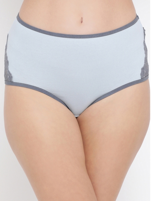 

Clovia Women Blue Solid High-Rise Hipster Brief PN3368P033