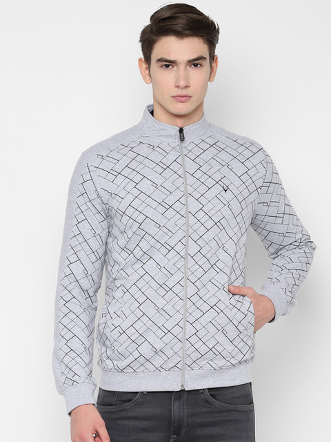 

Allen Solly Men Grey & Blue Printed Front-Open Sweatshirt