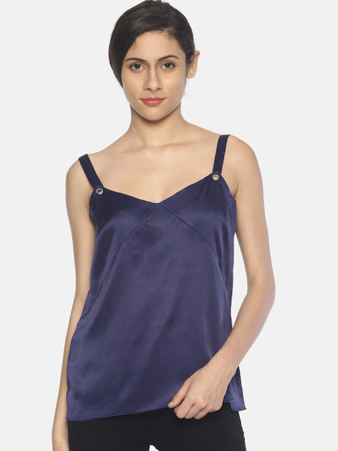 

AARA Women Blue Solid A-Line Top