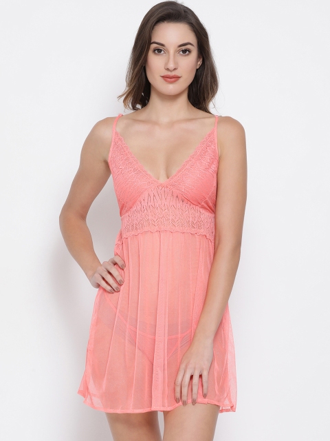 

Clovia Pink Solid Baby Doll