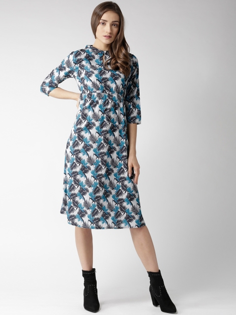 

Hubberholme Women Printed Blue Fit and Flare Dress