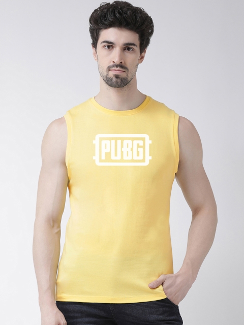 

Friskers Men Yellow & White Printed Round Neck T-shirt