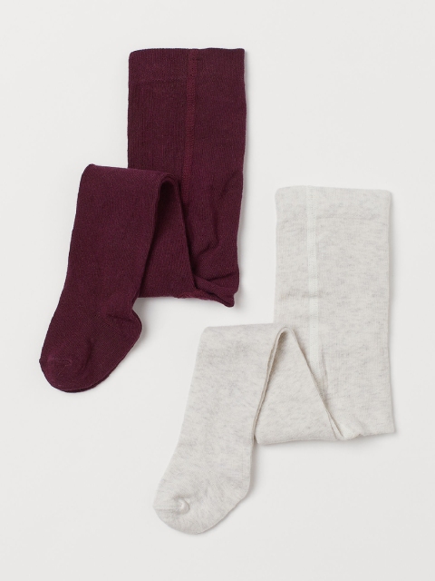 

H&M Girls 2-Pack Tights, Maroon