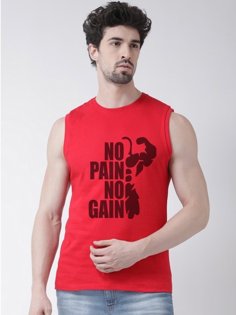 

Friskers Men Red Printed Round Neck T-shirt