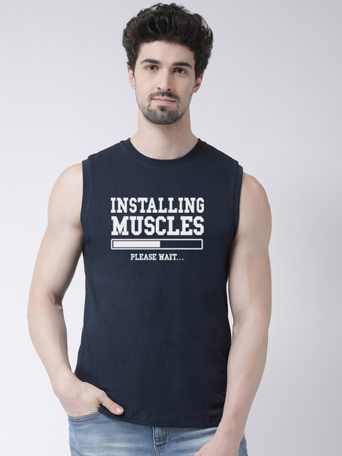 

Friskers Men Navy Blue & White Printed Round Neck T-shirt
