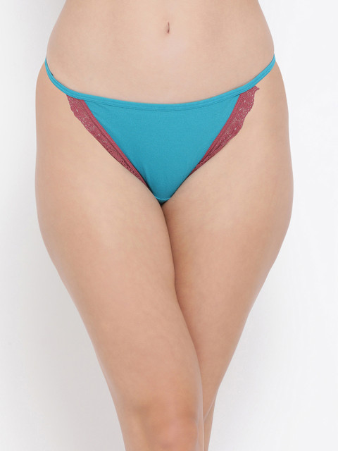 

Clovia Women Blue & Maroon Solid Low-Rise Bikini Briefs PN3361P03