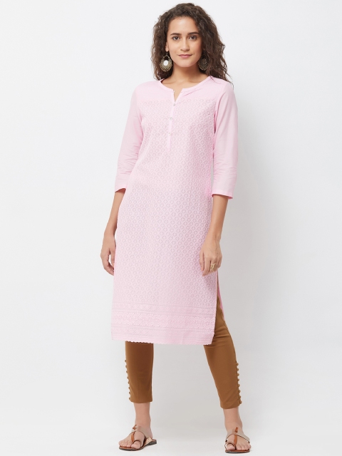 

NAARI Women Pink Embroidered Straight Kurta