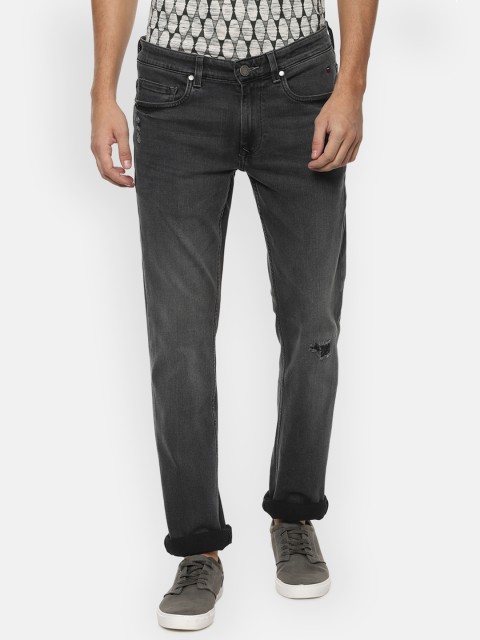 

Louis Philippe Jeans Men Grey Mid-Rise Low Distress Stretchable Slim Fit Jeans