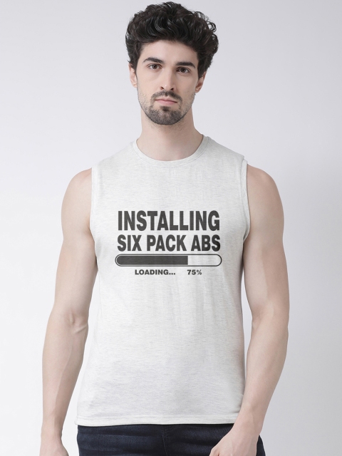 Friskers Men Grey & Black Printed Round Neck T-shirt