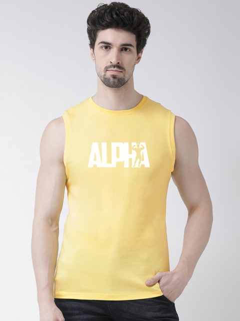

Friskers Men Yellow & White Printed Round Neck T-shirt