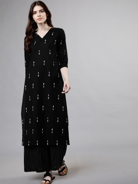 

Vishudh Women Black Printed Kurta with Palazzos