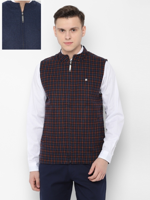 

Allen Solly Men Navy Blue & Red Reversible Tailored Jacket