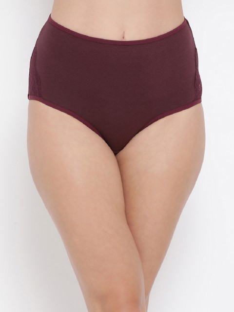

Clovia Women Burgundy Solid High-Rise Hipster Brief PN3368P153