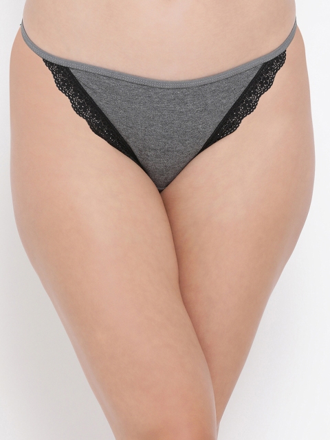 

Clovia Women Grey & Black Solid Low-Rise Bikini Briefs PN3361P05