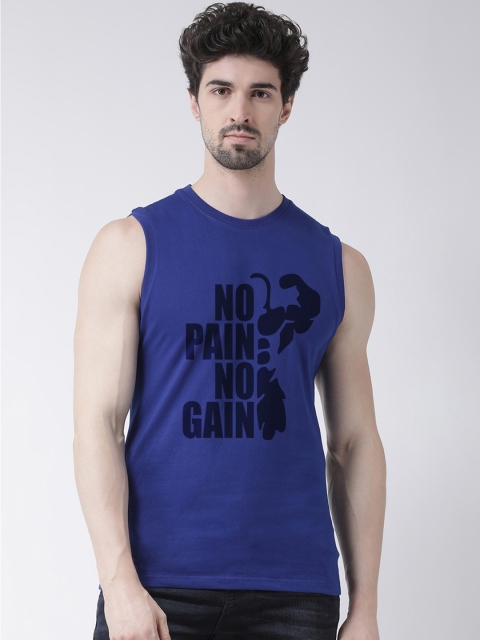 

Friskers Men Blue Printed Round Neck T-shirt