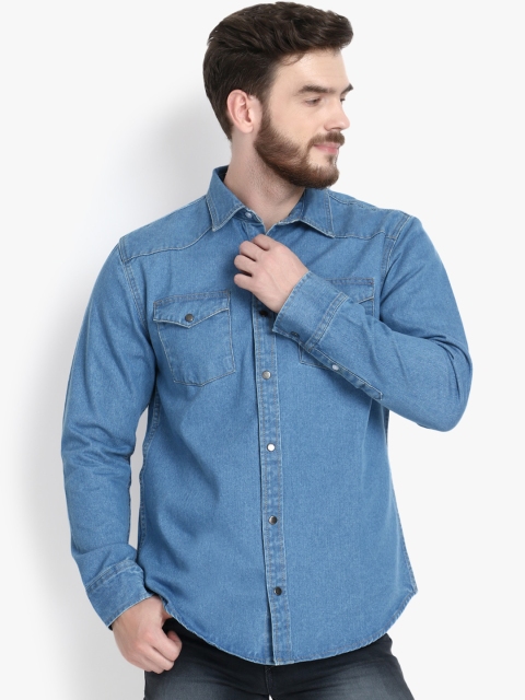 

Kotty Men Blue Solid Lightweight Denim Jacket