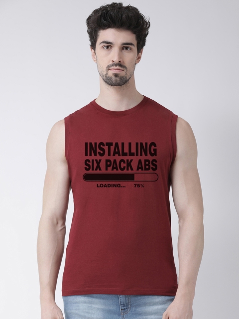 

Friskers Men Maroon & Black Printed Round Neck T-shirt