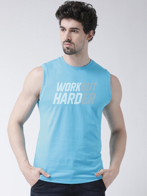 

Friskers Men Turquoise Blue Printed Round Neck T-shirt
