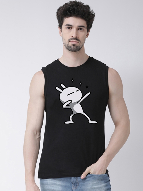 

Friskers Men Black Printed Round Neck T-shirt