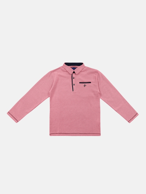 

Lil Tomatoes Boys Pink Solid Polo Collar T-shirt
