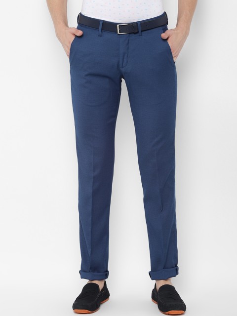 

Allen Solly Men Blue Slim Fit Self Design Regular Trousers