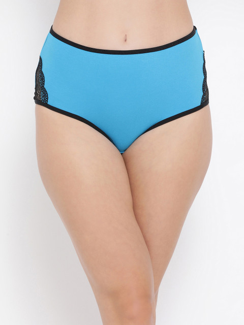 

Clovia Women Blue Solid High-Rise Hipster Brief PN3368P083