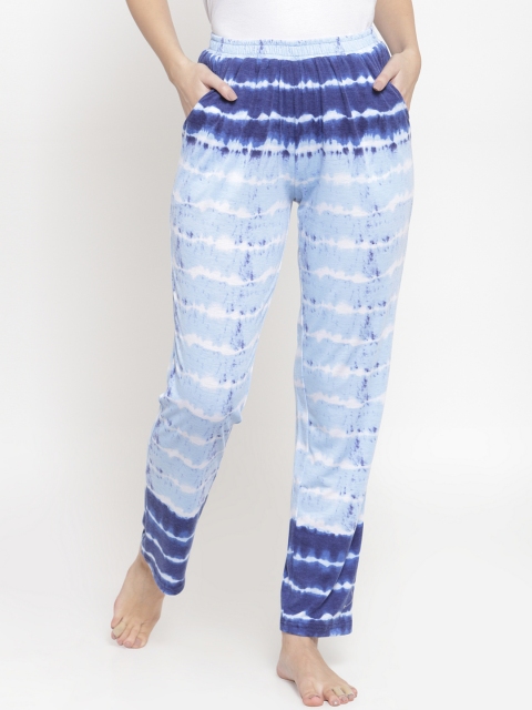 

Boston Club Women Blue Tie & Dye Printed High-Rise Lounge Pants