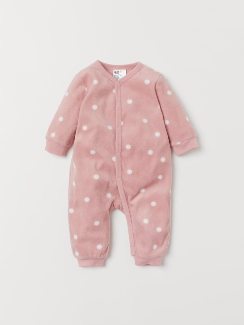 

H&M Boys Pink Fleece All-In-One Rompers