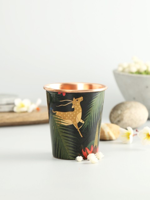 

India Circus by Krsnaa Mehta Black & Copper-Toned Forest Fetish Copper Tumbler 400 ml, Multi