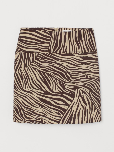 

H&M Women Beige & Brown Printed A-line Skirt
