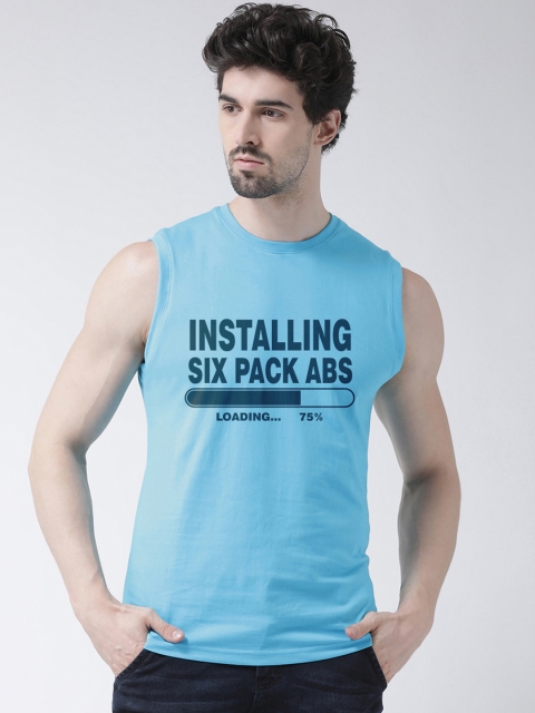 

Friskers Men Turquoise Blue Printed Round Neck T-shirt