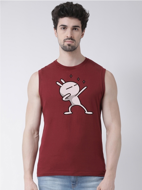 

Friskers Men Maroon Printed Round Neck T-shirt