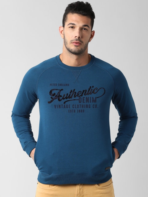 

Peter England Casuals Men Navy Blue Printed Sweatshirt