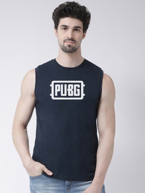 

Friskers Men Navy Blue & White Printed Round Neck T-shirt