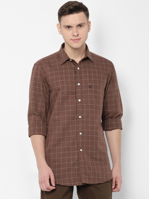 

Allen Solly Men Brown & White Slim Fit Checked Casual Shirt
