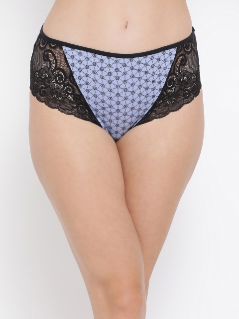 

Clovia Women Blue & Black Printed Mid-Rise Hipster Brief PN3066P033