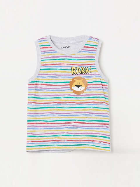 

Juniors by Lifestyle Boys Grey Striped Round Neck T-shirt