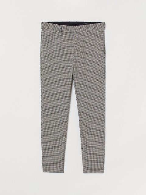 

H&M Men Black Checked Suit Trousers Skinny Fit