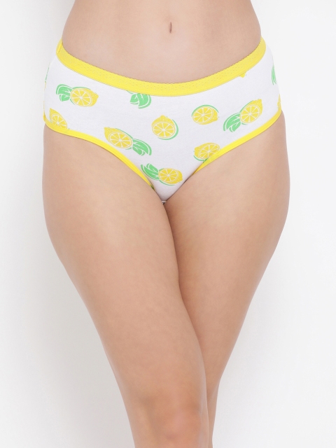 

Clovia Women White & Yellow Printed Mid-Rise Hipster Briefs PN3372E18