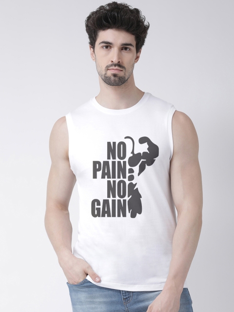 

Friskers Men White & Black Printed Round Neck T-shirt