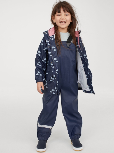 

H&M Girls Navy Blue Printed Waterproof Rainwear