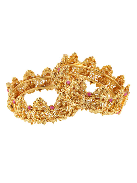 

Adwitiya Collection Women Set of 2 24 kt Gold-Plated Handcrafted Bangles