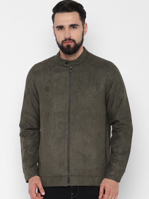 

Allen Solly Men Olive Green Solid Bomber Jacket