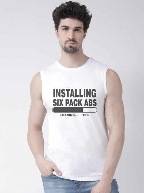 

Friskers Men White & Black Printed Round Neck T-shirt