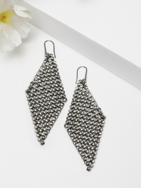 

AVANT-GARDE PARIS Grey Rhodium-Plated Crystallized with Swarovski Crystals Drop Earrings