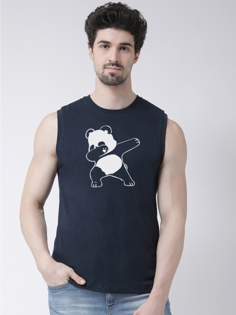 

Friskers Men Navy Blue & White Printed Round Neck T-shirt