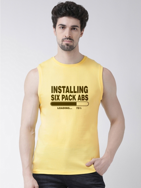 

Friskers Men Yellow & Black Printed Round Neck T-shirt
