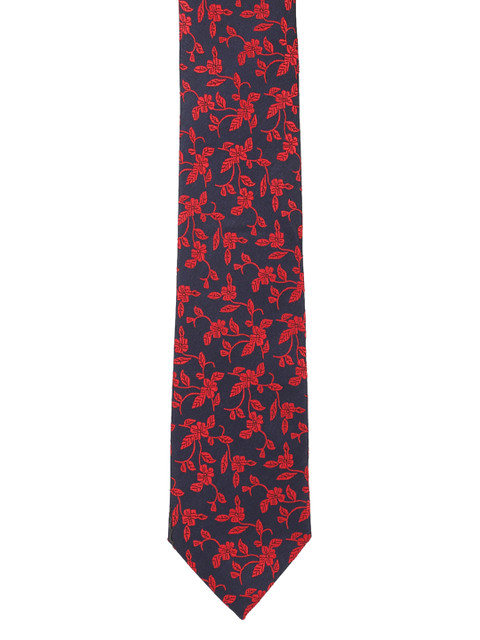 

Peter England Navy Blue & Red Woven Design Broad Tie