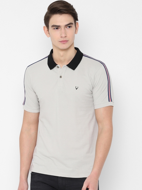 Allen Solly Sport Men Grey Solid Polo Collar T-shirt